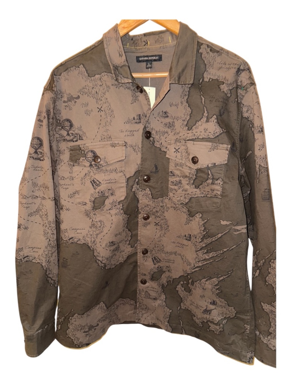 NWT Banana Republic Heritage Map Shacket L Shirt Jacket